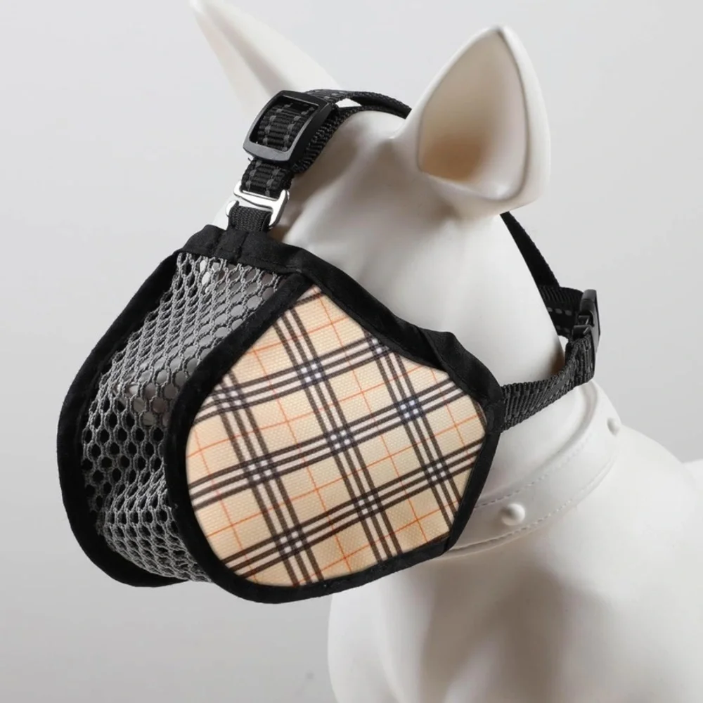 Brand New Dog Muzzle Plaid & Black Biting Obedience Training Grooming